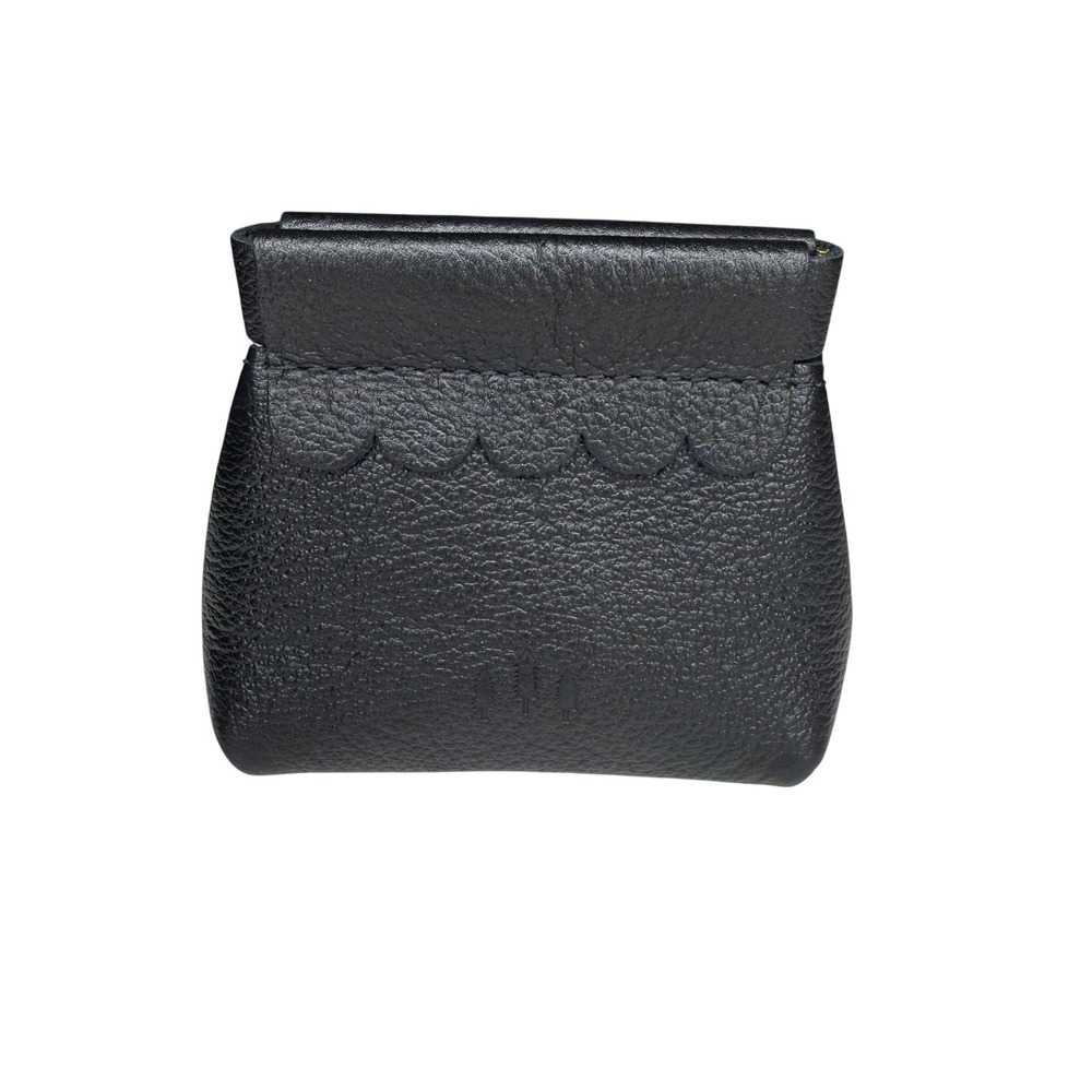 Portland Leather Goods Penny Pouch Pebbled Black Leather Snap Coin Purse New